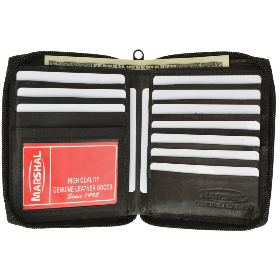 RFID Blocking Bifold Hipster Ziparound Credit Card Wallet Premium Lambskin Leather Image 1