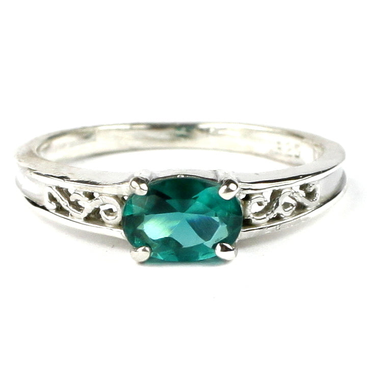 SR362 Created Emerald 925 Sterling Silver Ring Image 1