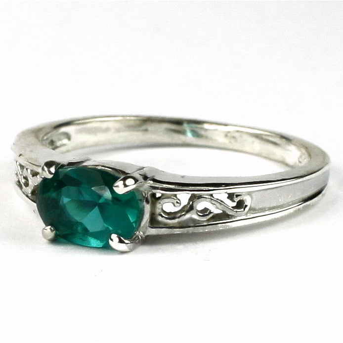 SR362 Created Emerald 925 Sterling Silver Ring Image 2