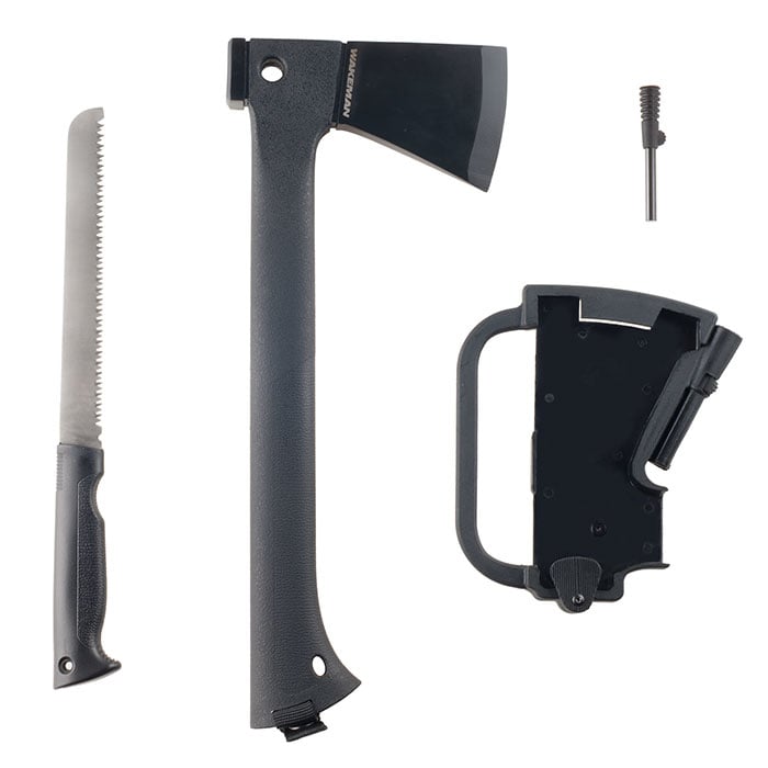 Wakeman Multi-Function Camping Axe with Saw and Firestarter Lightweight 15.5" Image 1