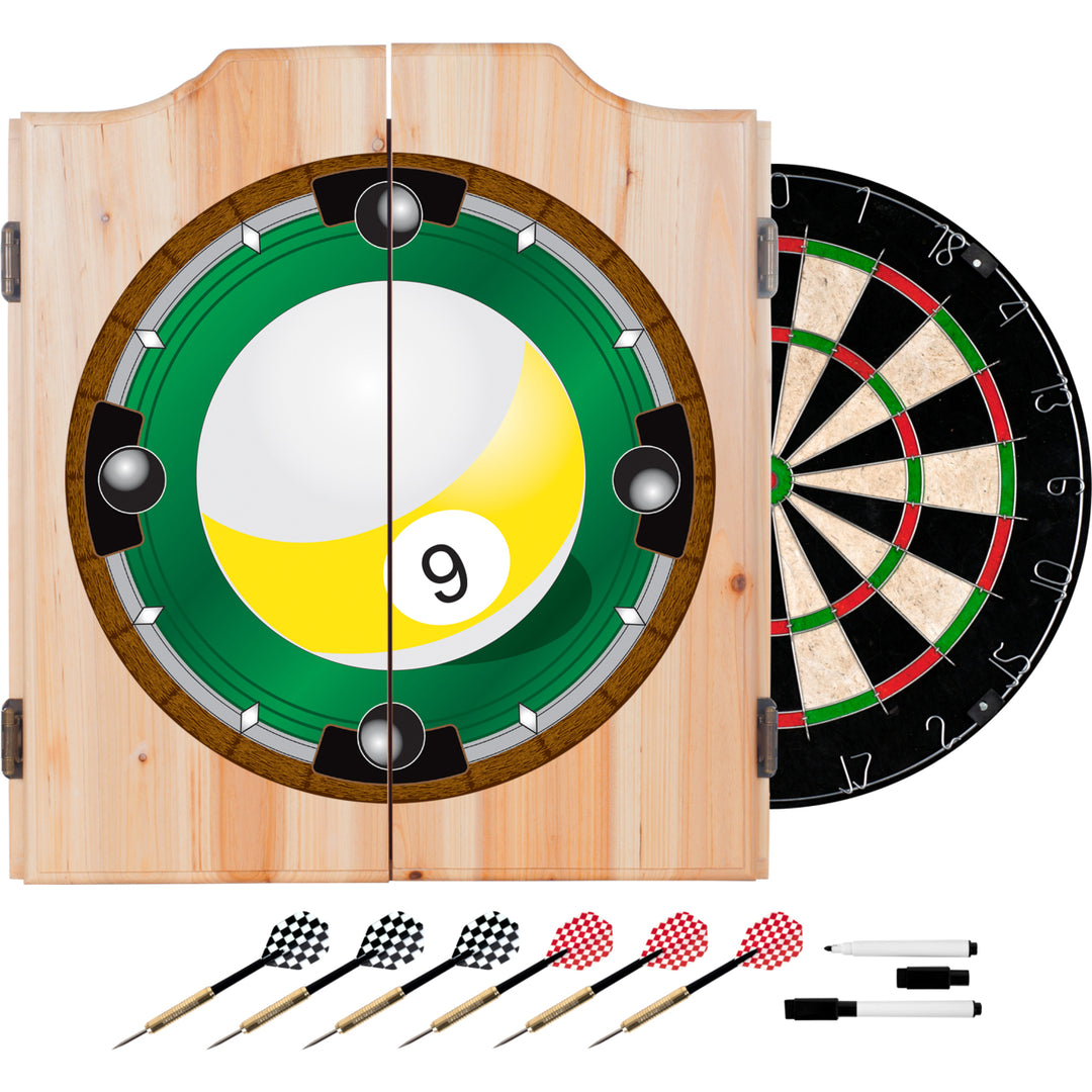 9-Ball Dart Cabinet includes Darts and Board Image 1