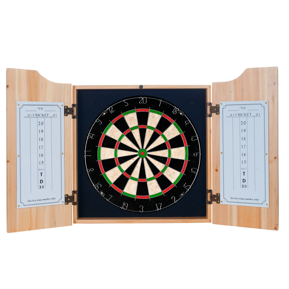 NBA Dart Cabinet Set Beveled Wood with Sisal Fiber Dartboard and 6 Darts Image 2