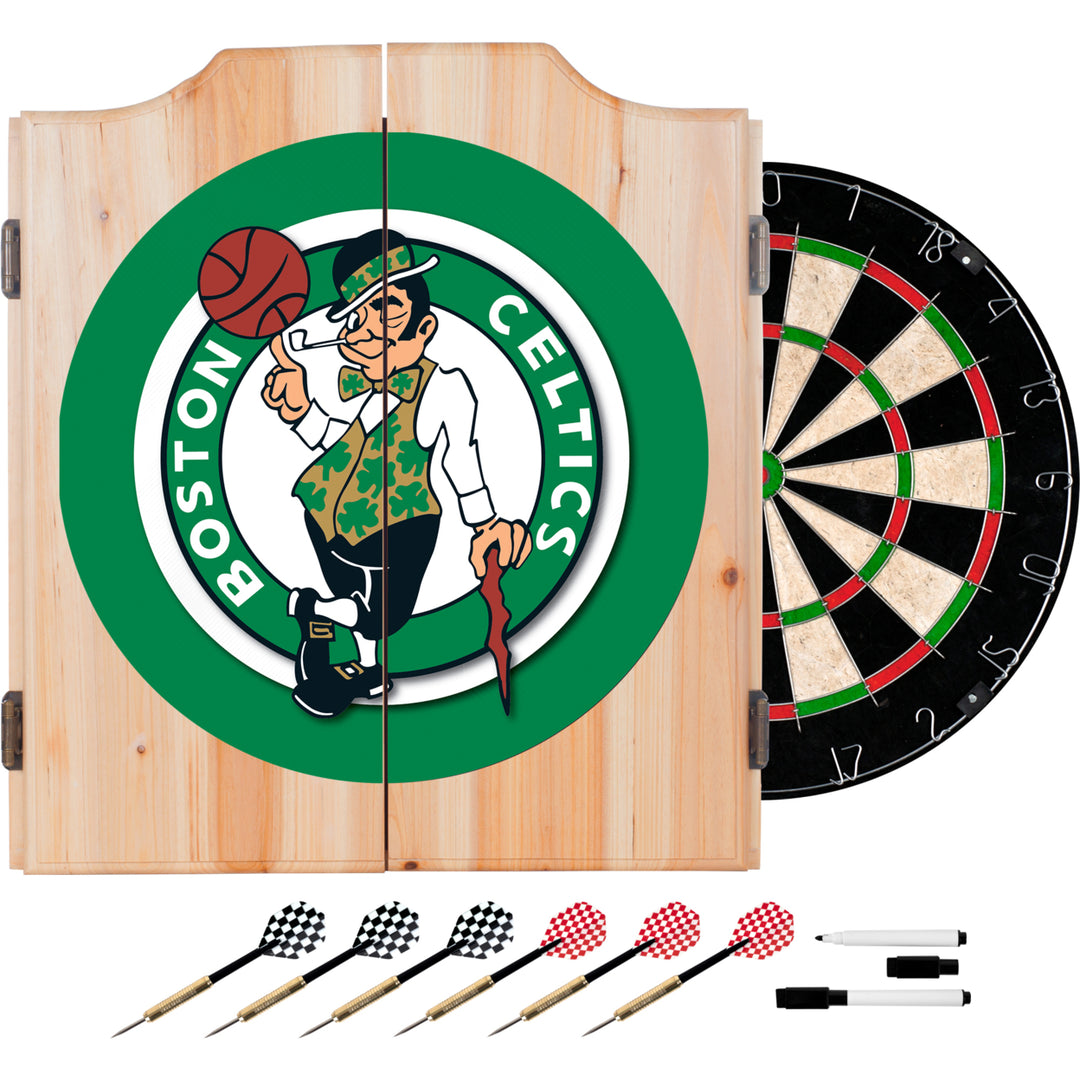 Boston Celtics NBA Wood Dart Cabinet Set Image 1