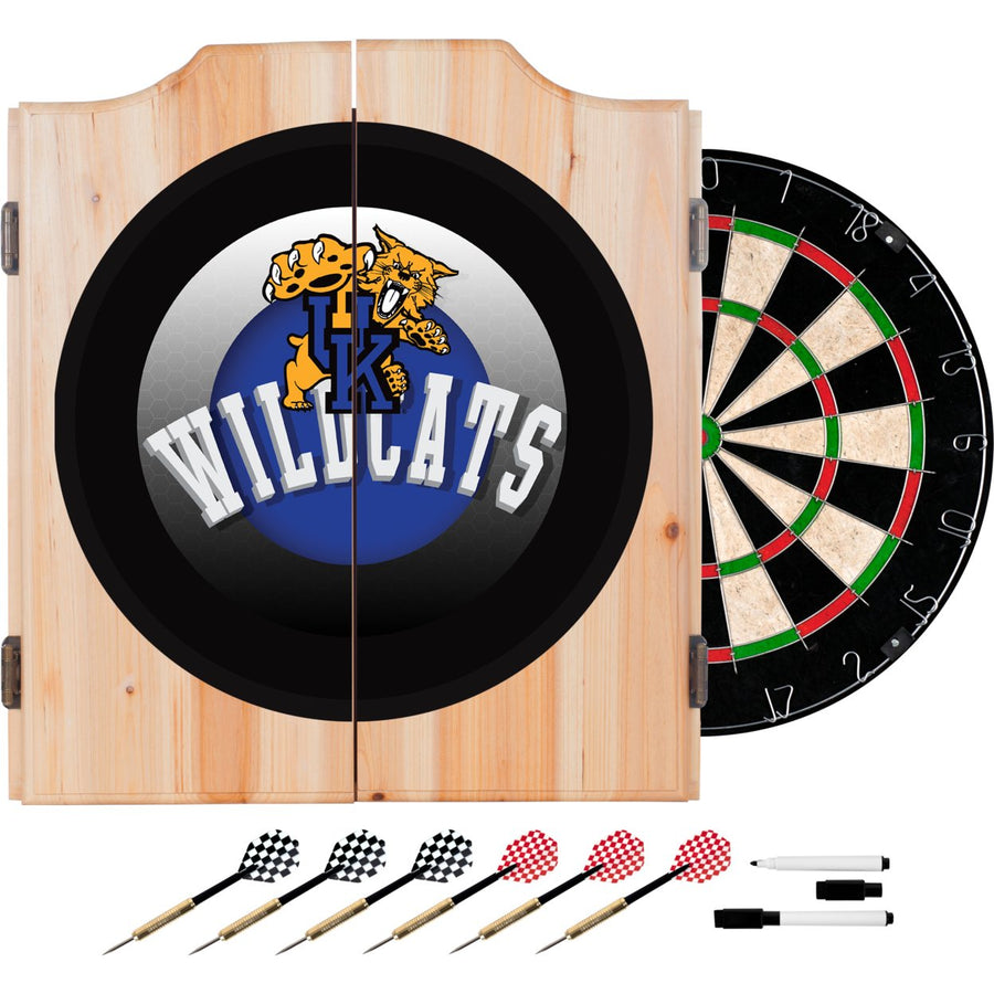 University of Kentucky Wildcats Dart Cabinet Set Honeycomb Wood Self Healing 18" Image 1