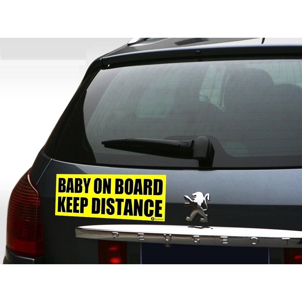 Zone Tech Baby On Board Keep Distance Car Vehicle Safety Sticker Bumper Decal Image 3