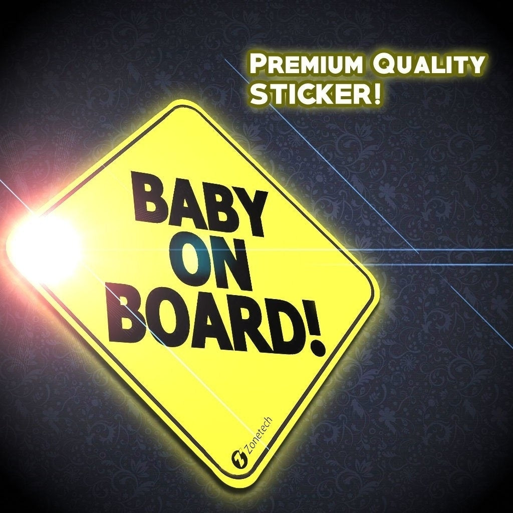 Zone Tech Premium Quality Reflective Convenient Reusable "Baby on Board" Vehicle Safety Sticker Image 4