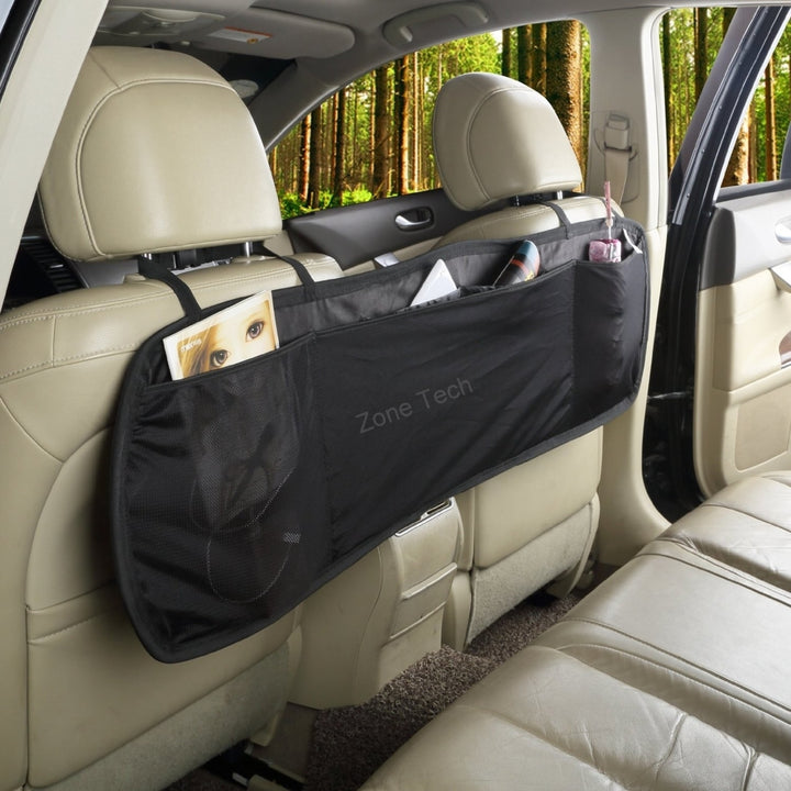 Zone Tech Compact Back Seat Car Storage Bag Organizer Black Image 3