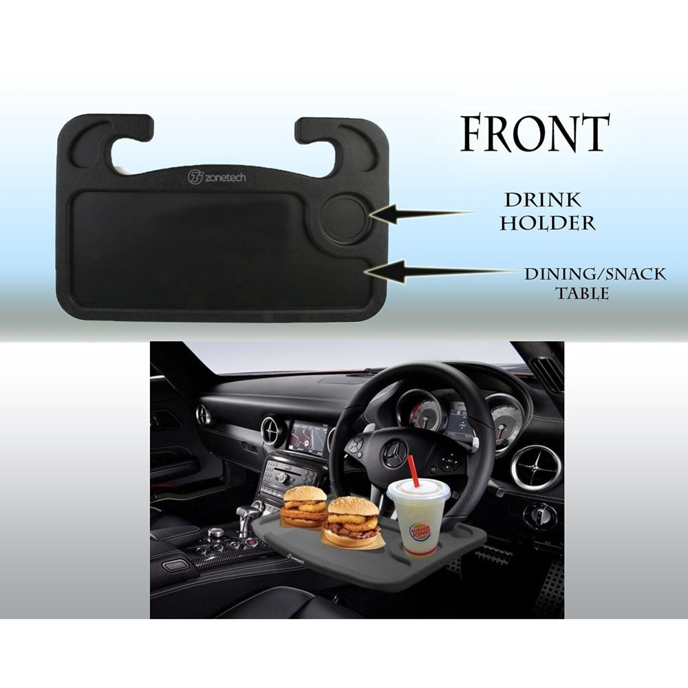 Zone Tech Black Car Laptop and Food Steering Wheel Tray Image 2