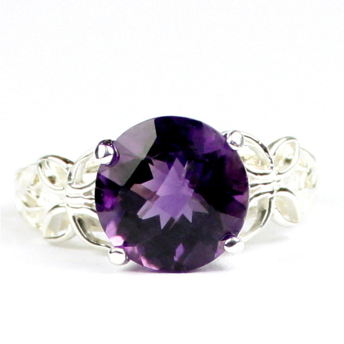 SR292 Amethyst 925 Sterling Silver Butterfly Filigree Ring Image 1