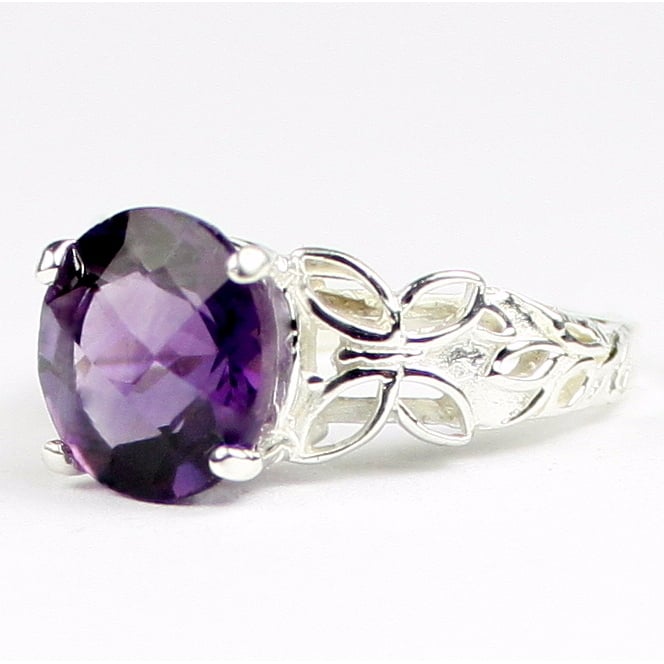 SR292 Amethyst 925 Sterling Silver Butterfly Filigree Ring Image 2