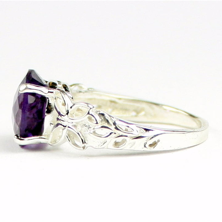 SR292 Amethyst 925 Sterling Silver Butterfly Filigree Ring Image 3