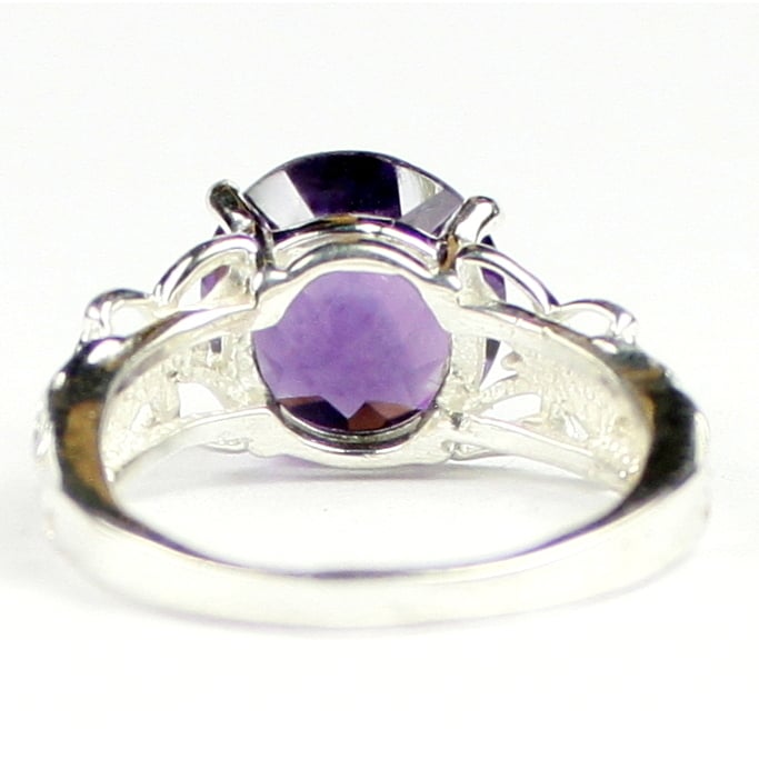 SR292 Amethyst 925 Sterling Silver Butterfly Filigree Ring Image 4