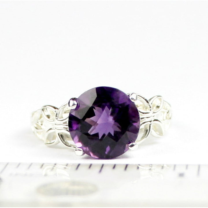 SR292 Amethyst 925 Sterling Silver Butterfly Filigree Ring Image 4