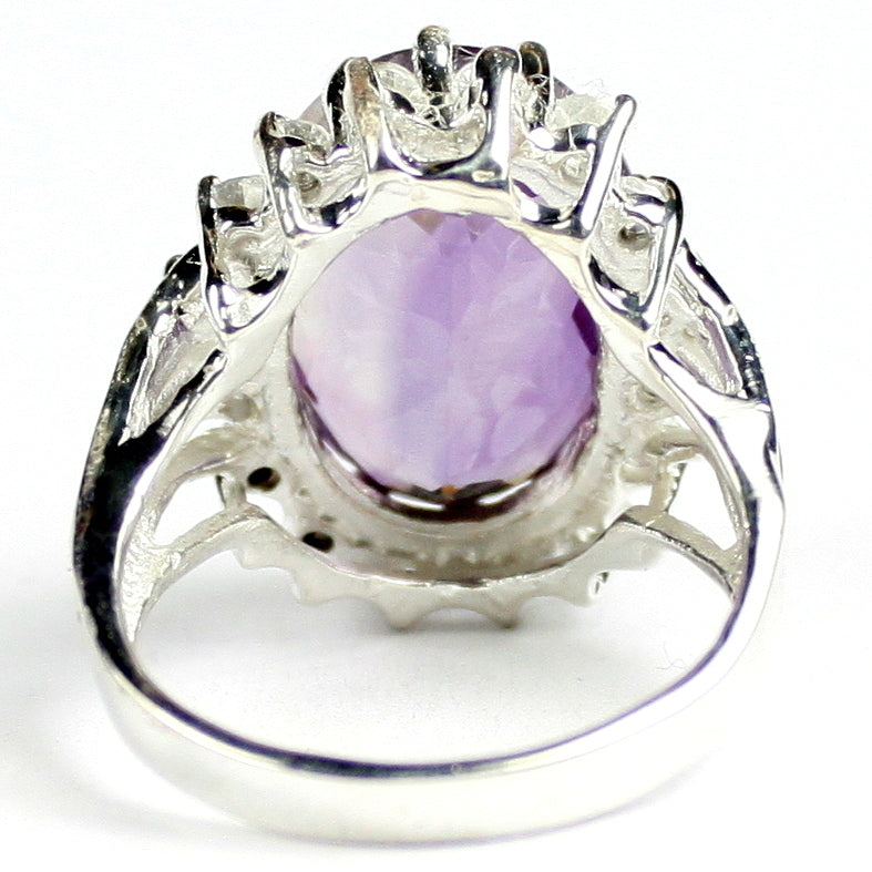 Sterling Silver Ladies Large Halo Ring Amethyst SR270 Image 4