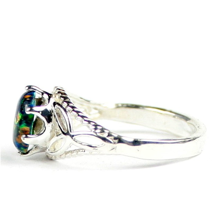 SR137 Created Black Opal 925 Sterling Silver Ring Image 3