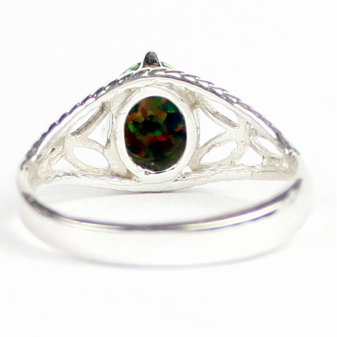 SR137 Created Black Opal 925 Sterling Silver Ring Image 4