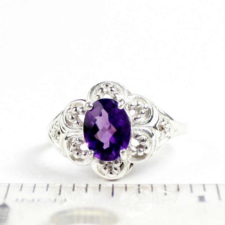 SR125 Amethyst 925 Sterling Silver Ladies Ring Image 4