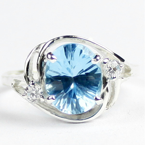 Sterling Silver Ladies Ring Quantum Cut Swiss Blue Topaz SR021 Image 1