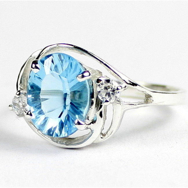 Sterling Silver Ladies Ring Quantum Cut Swiss Blue Topaz SR021 Image 2