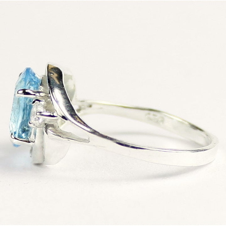 Sterling Silver Ladies Ring Quantum Cut Swiss Blue Topaz SR021 Image 3