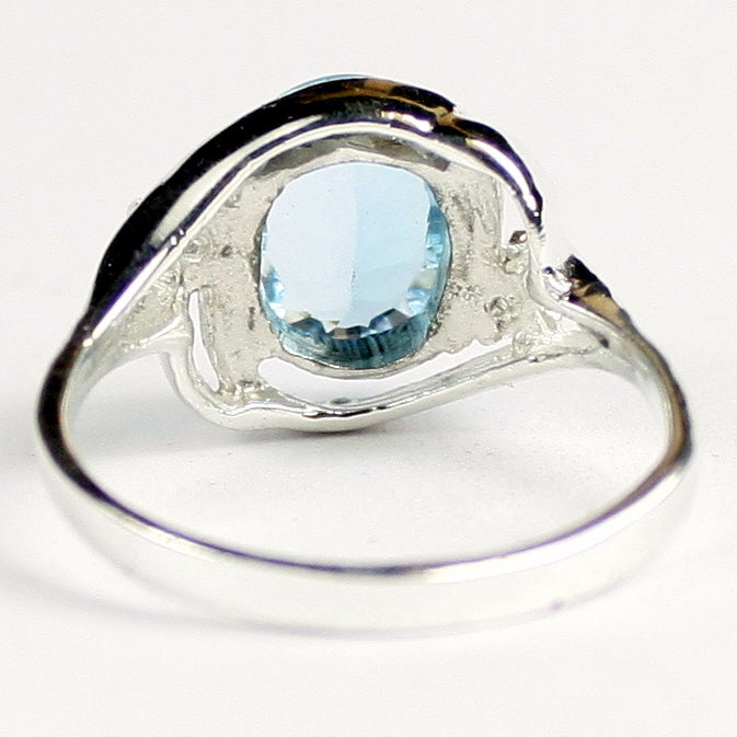 Sterling Silver Ladies Ring Quantum Cut Swiss Blue Topaz SR021 Image 4