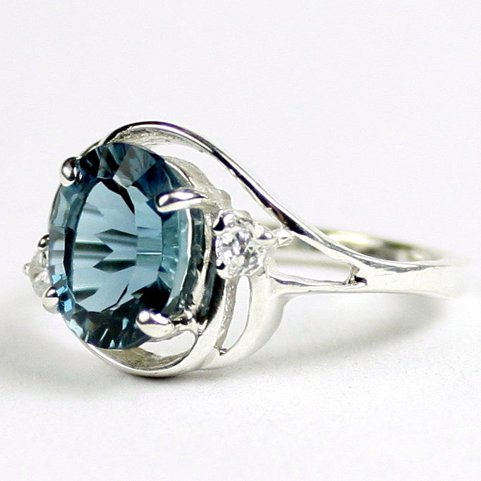 Sterling Silver Ladies Ring Quantum Cut London Blue Topaz SR021 Image 2