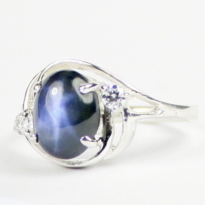 Sterling Silver Ladies Ring Natural Blue Star Sapphire SR021 Image 2