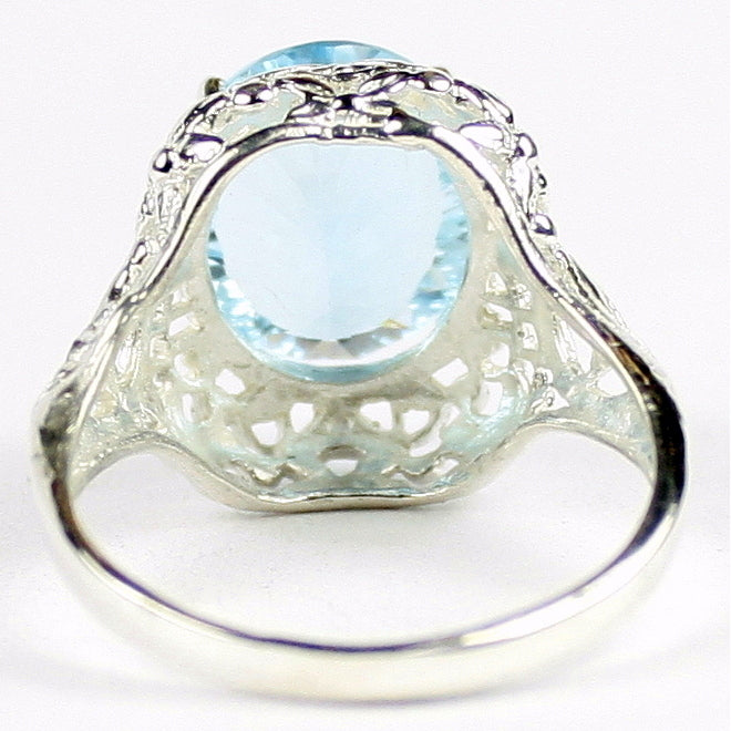 Sterling Silver Antique Style Filigree Ladies Ring Quantum Cut Swiss Blue Topaz SR009 Image 4