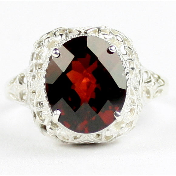 Sterling Silver Antique Style Filigree Ladies Ring Mozambique Garnet SR009 Image 1