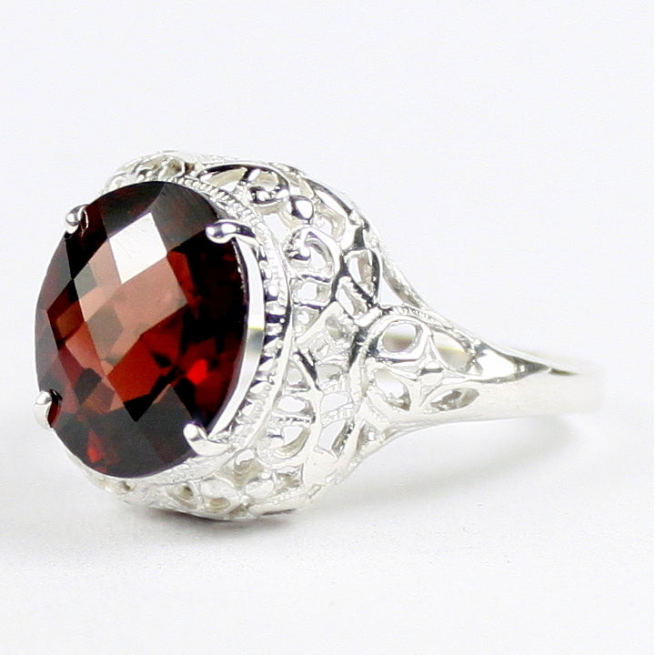 Sterling Silver Antique Style Filigree Ladies Ring Mozambique Garnet SR009 Image 3