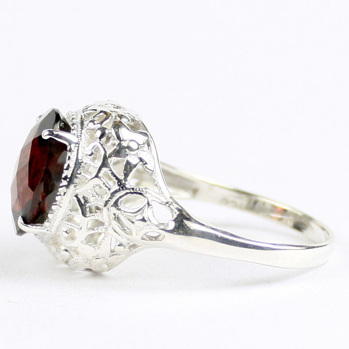 Sterling Silver Antique Style Filigree Ladies Ring Mozambique Garnet SR009 Image 4