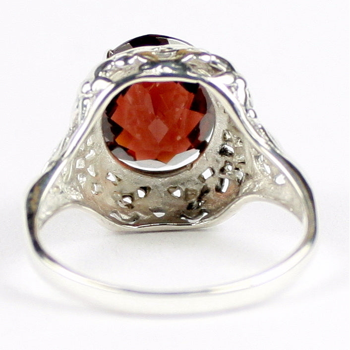 Sterling Silver Antique Style Filigree Ladies Ring Mozambique Garnet SR009 Image 4