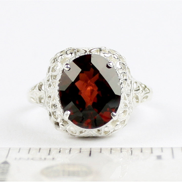 Sterling Silver Antique Style Filigree Ladies Ring Mozambique Garnet SR009 Image 6