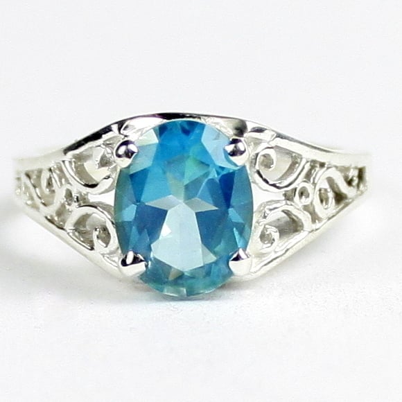 Sterling Silver Ladies Ring Paraiba Topaz SR005 Image 1