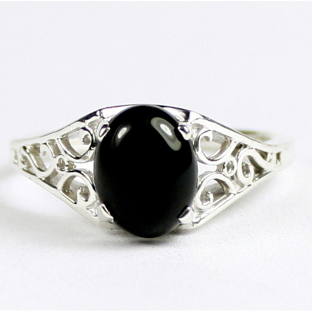 Sterling Silver Ladies Ring Black Onyx SR005 Image 1