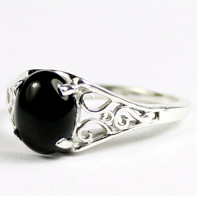 Sterling Silver Ladies Ring Black Onyx SR005 Image 2