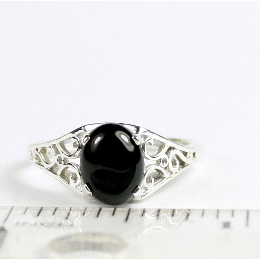 Sterling Silver Ladies Ring Black Onyx SR005 Image 4