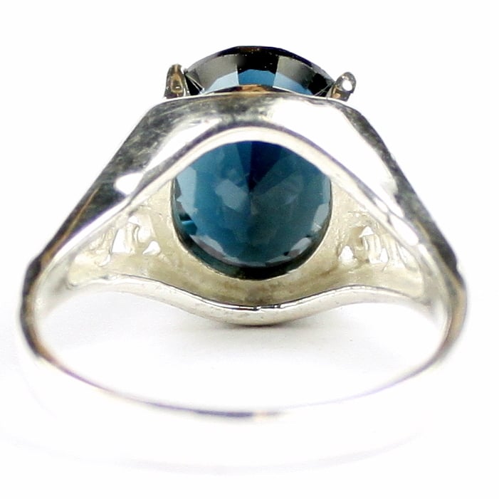 SR057 12x10mm Quantum Cut London Blue Topaz 925 Sterling Silver Ring Image 4