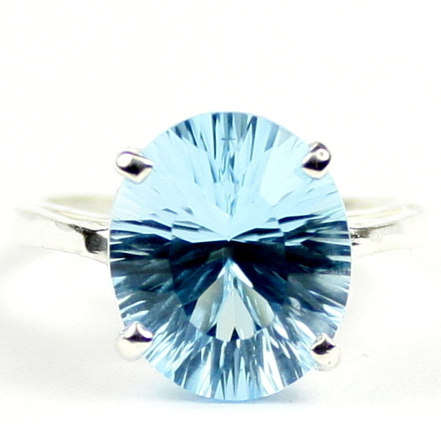 Sterling Silver Ladies Ring Quantum Cut Swiss Blue Topaz SR055 Image 1