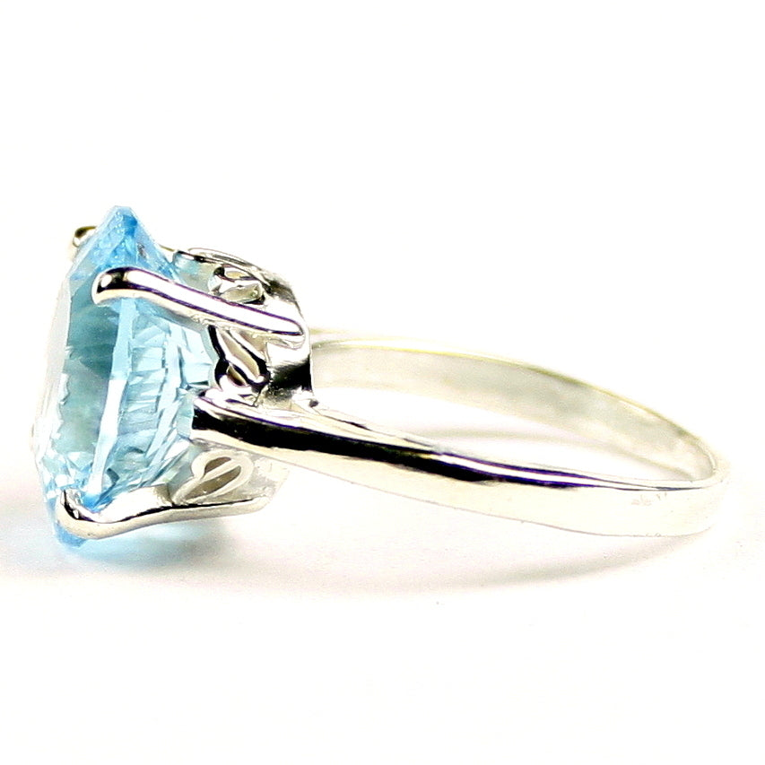 Sterling Silver Ladies Ring Quantum Cut Swiss Blue Topaz SR055 Image 3