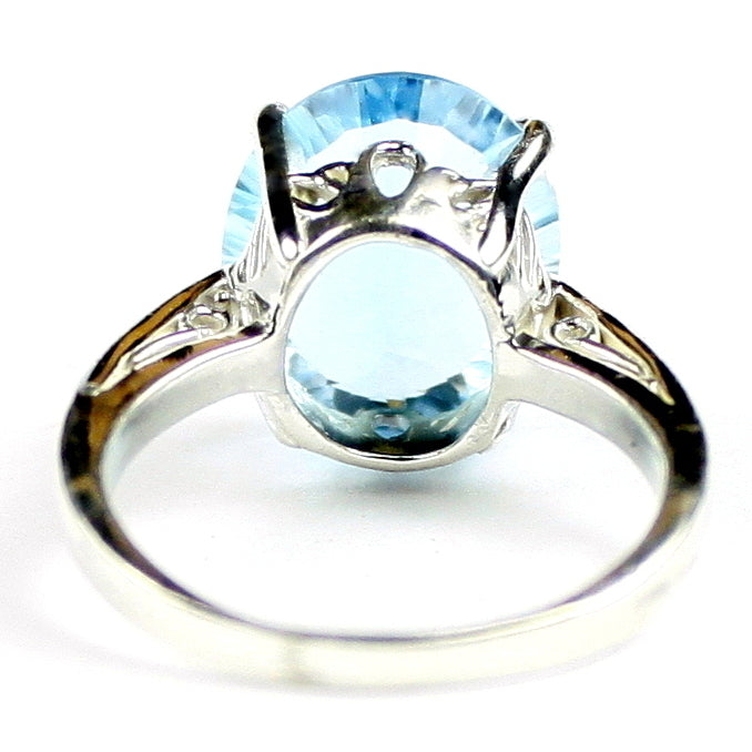 Sterling Silver Ladies Ring Quantum Cut Swiss Blue Topaz SR055 Image 4