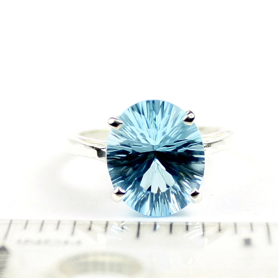 Sterling Silver Ladies Ring Quantum Cut Swiss Blue Topaz SR055 Image 4