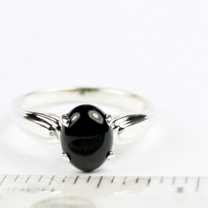 Sterling Silver Ladies Ring Black Onyx SR058 Image 4