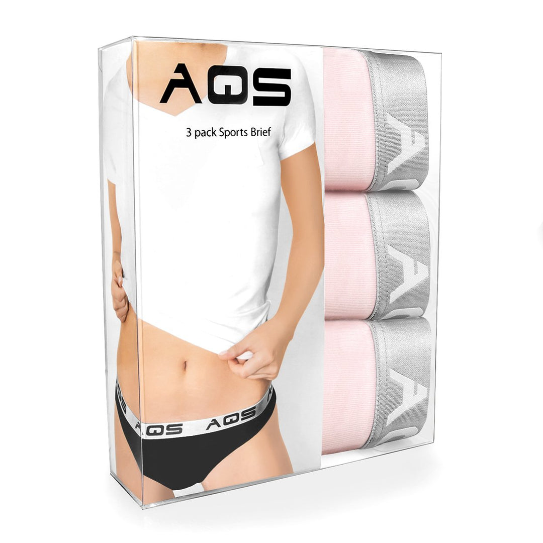 AQS Ladies Pink Cotton Bikini Underwear - 3 Pack Three-pack of womens Image 3