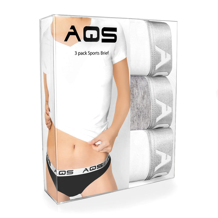 AQS Ladies White/Grey Cotton Bikini Underwear - 3 Pack Three-pack of womens Image 4