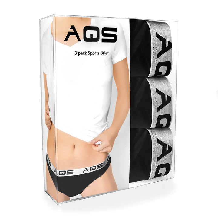 AQS Ladies Black Cotton Bikini Underwear - 3 Pack Image 4