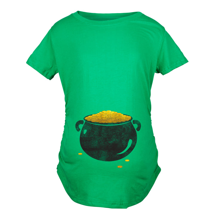 Maternity Pot of Gold Baby Bump Funny Saint Patricks Day Announcement T Shirt Image 1