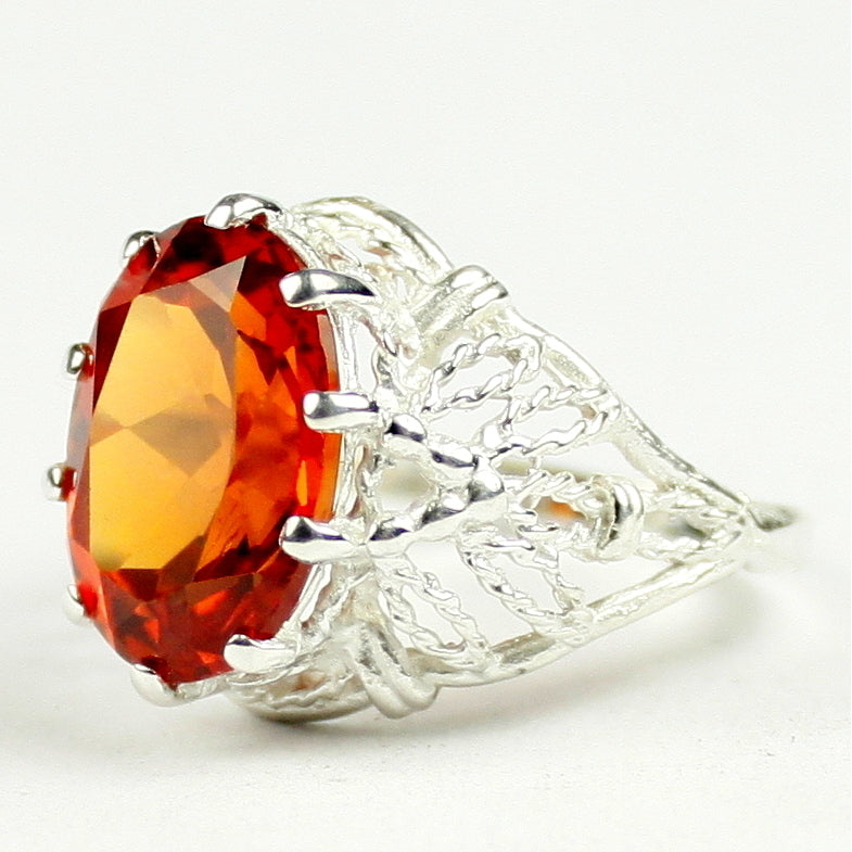 SR260 7 ct Padparasha CZ 925 Sterling Silver Ring Image 2