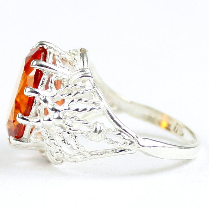 SR260 7 ct Padparasha CZ 925 Sterling Silver Ring Image 3