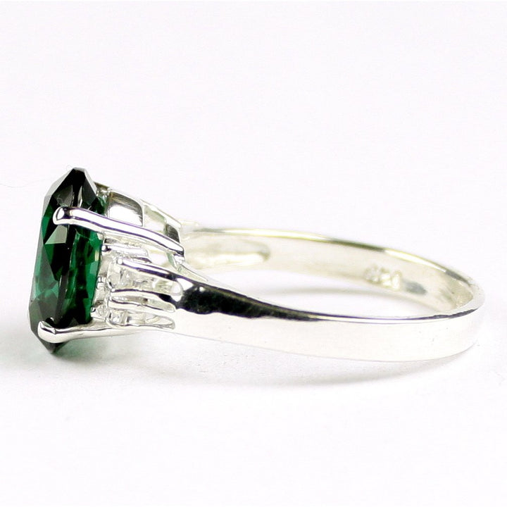 SR244 12x10mm Russian Nanocrystal Emerald 925 Sterling Silver Ring Image 3